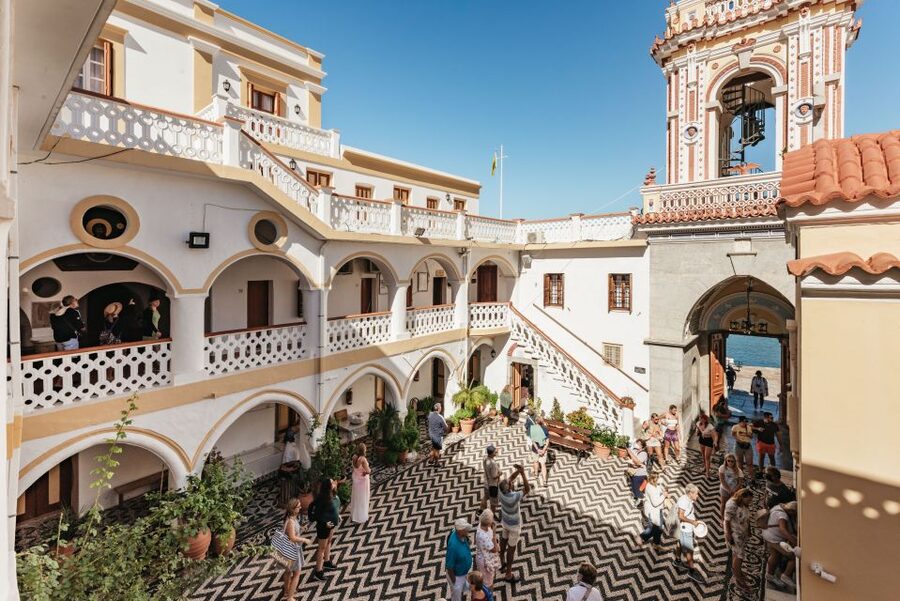 Rhodes: Symi Island & Panormitis Monastery Day Trip by Boat - Panormitis Monastery: one quiet hour by the water