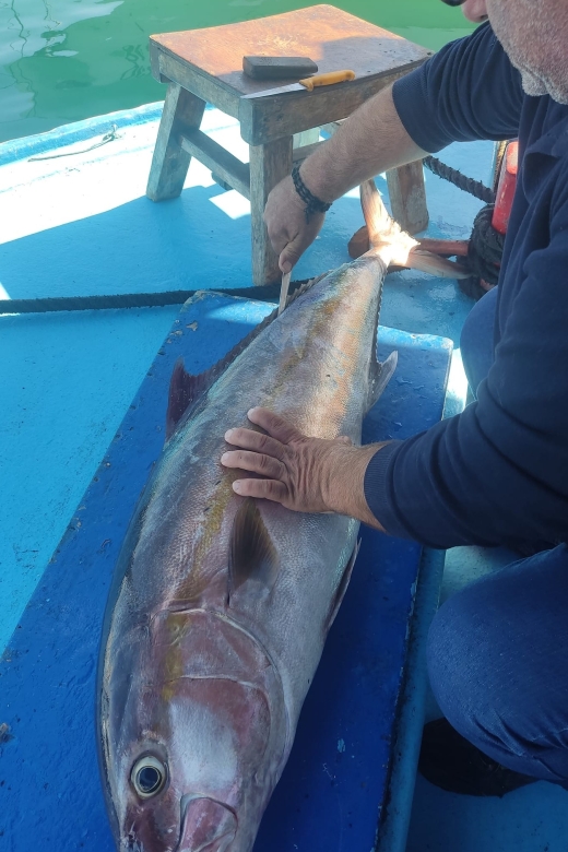 Rhodes Town: Fishing Boat Trip with Fish Meal and Swim Stops - Grilling the catch on board