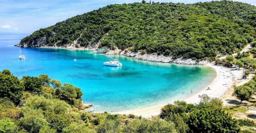 Sami: Ithaca Island Boat Trip with Swimming and Snacks - Setting sail on Christina III