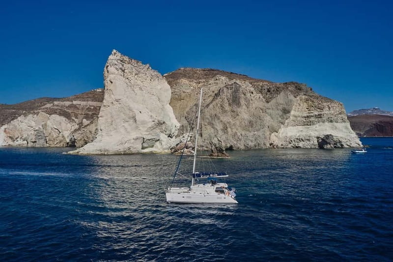 Santorini: Caldera Classic Catamaran Cruise w/ Meal & Drinks - Morning calm or evening sunset