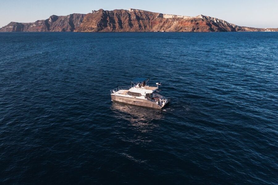 Santorini: Caldera Private Power Catamaran Cruise - The volcano and hot springs