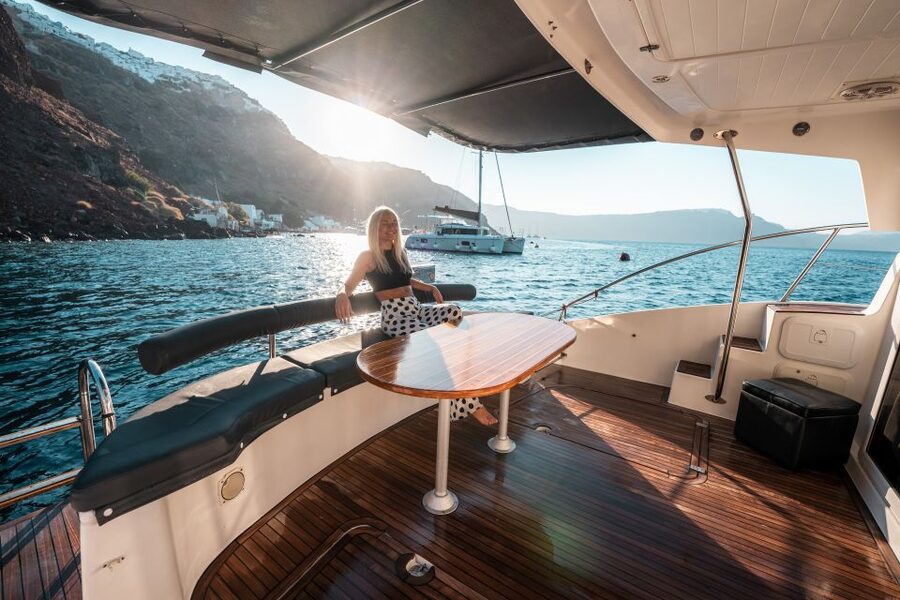 Santorini: Caldera Private Power Catamaran Cruise - White Beach, Red Beach, and the best swim stops