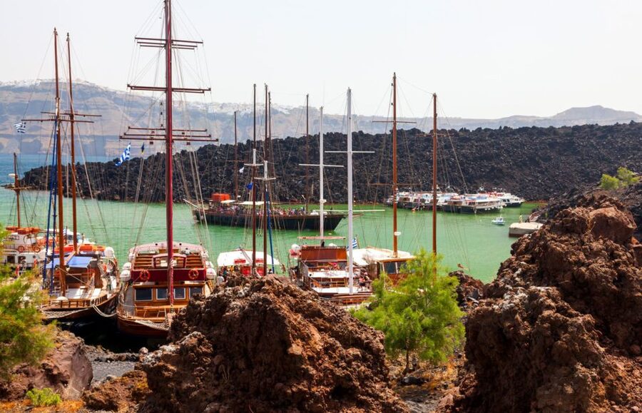 Santorini Caldera: Sunset Cruise with Dinner - Buffet dinner on a motorized boat