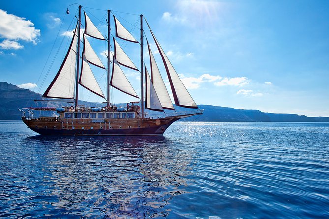 Santorini Caldera Sunset Sailing Cruise with Dinner and Wine - Swimming from the boat at Palea Kameni