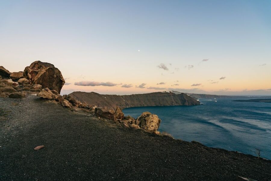 Santorini: Caldera Trail Guided Hike and Sunset Viewing - Skaros Rock and the volcanic cliffs