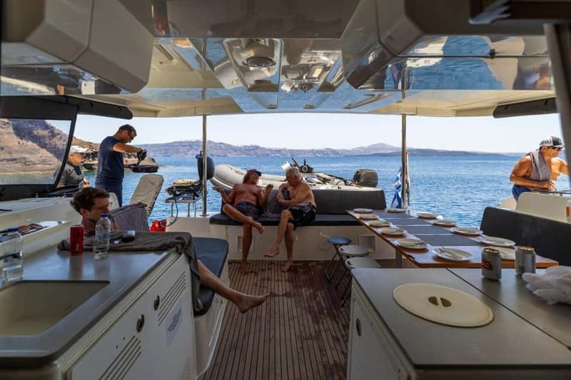 Santorini: Catamaran Cruise with Fresh Meal & Open Bar - A Greek meal with an open bar