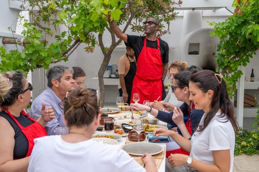 Santorini: Cooking Class with Lunch and Wine Tasting - Wine tasting, Vinsanto, and the long lunch