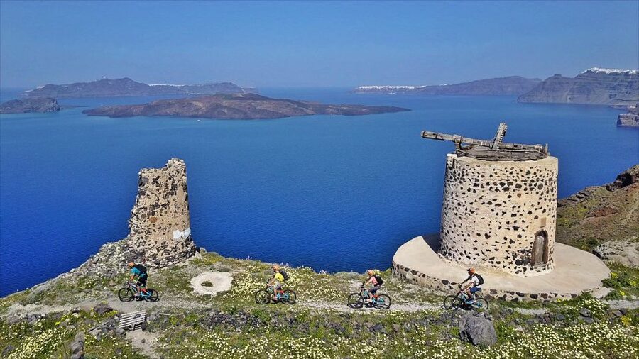 Santorini: Electric Mountain Bike Adventure - Into Megalochori’s wine country