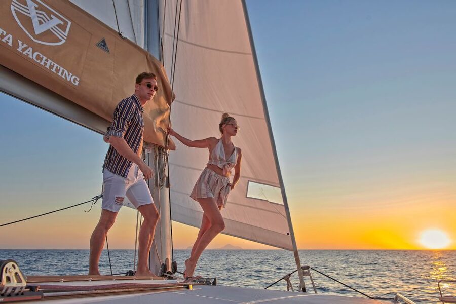 Santorini Gold Catamaran Cruise with Snorkel, BBQ & Open Bar - What the $117 price really covers
