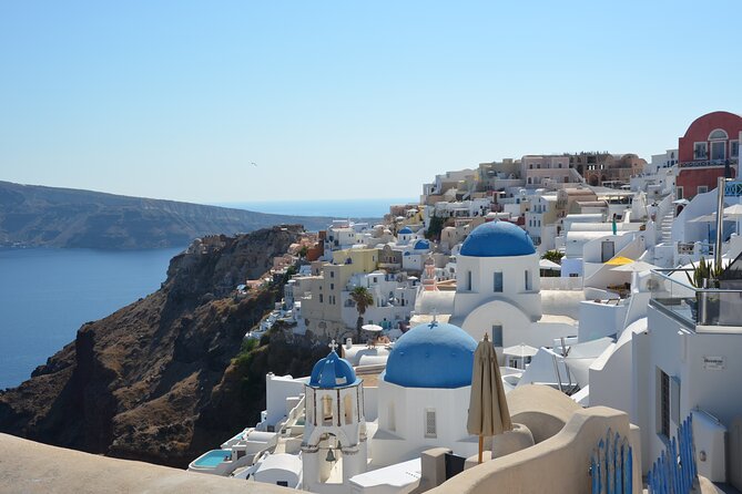 Blue domes above the caldera at Oia, Santorini