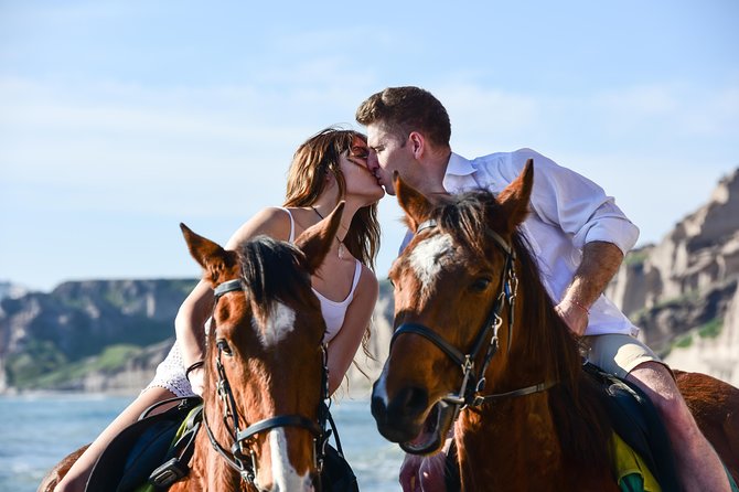 Santorini Horse Riding to Black Sandy Beach - Small groups and personal attention