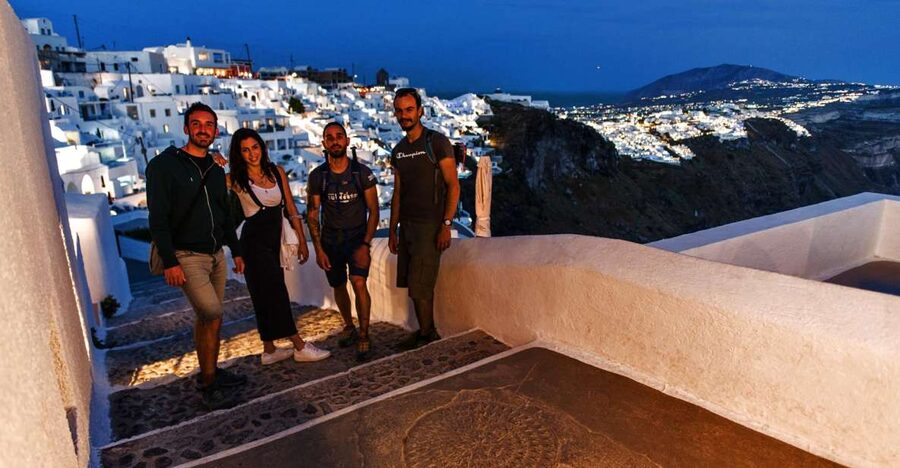 Santorini: Night Hike, Wine Tasting, and Greek Dinner - The Caldera at sunset