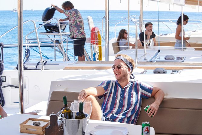 Santorini Platinum Catamaran Cruise with Meal, BBQ and Open Bar - The volcanic coast and hot springs