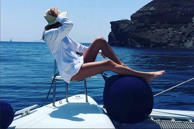 Santorini Platinum Catamaran Cruise with Meal, BBQ and Open Bar - Thirassia, lunch, and the open bar