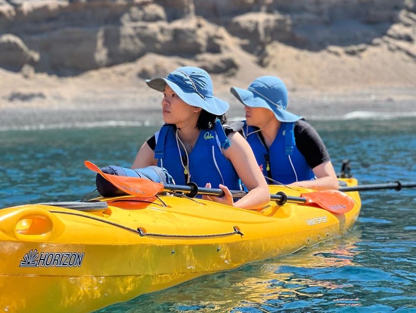 Santorini: Sea Caves Kayak Trip with Snorkeling and Picnic - What the small group changes