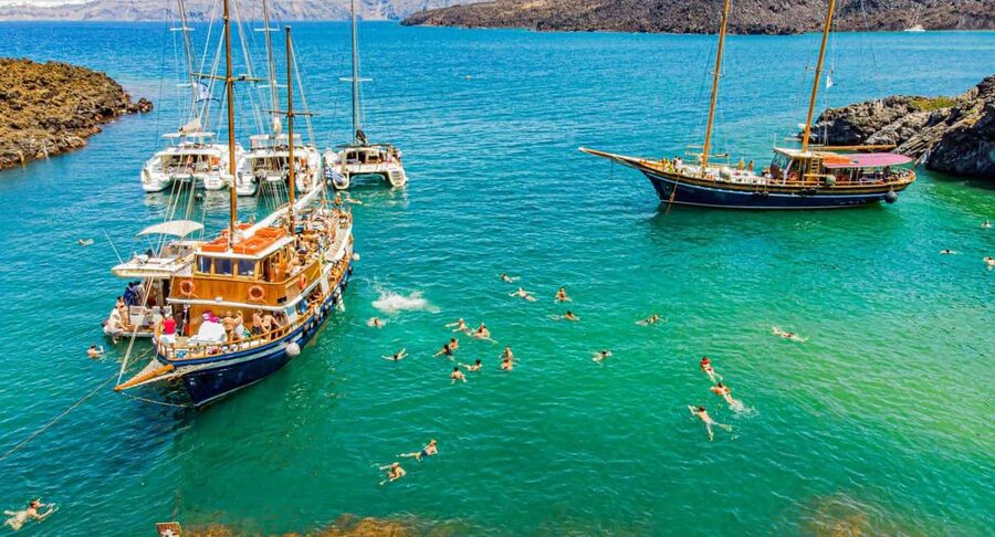 Santorini Volcano, Hot Springs Adventure - Hiking Nea Kameni’s volcanic craters