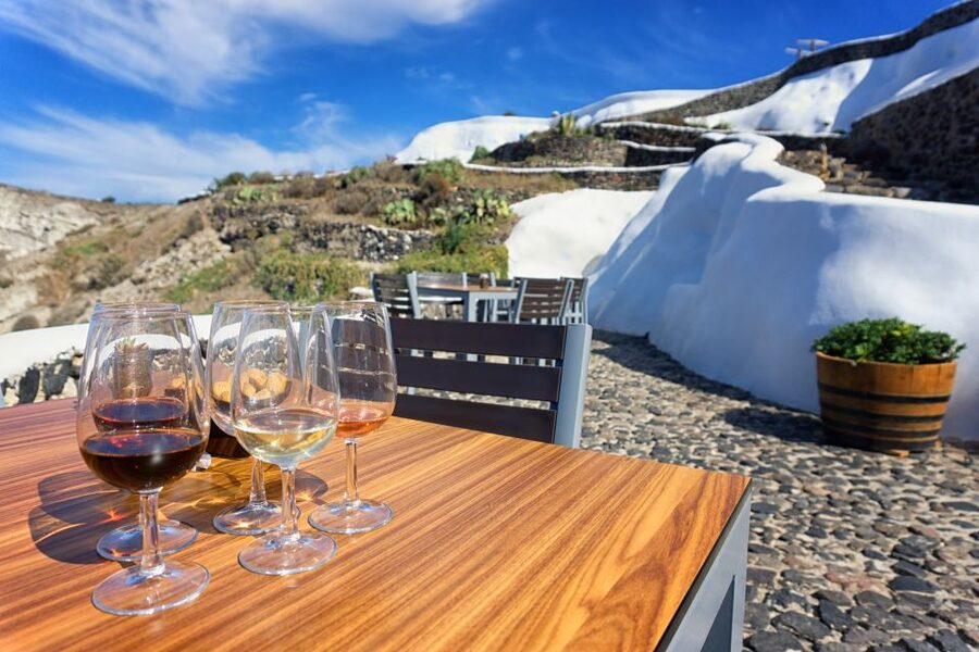 Santorini: Wine Tasting Tour to 3 Wineries with Transfer - The wine lesson and tasting style
