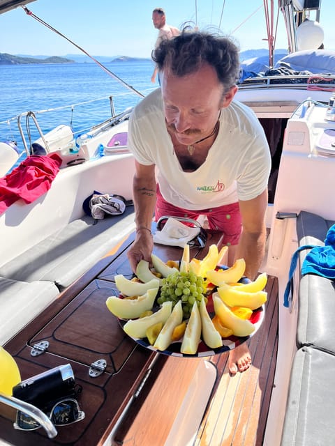 Skiathos: day sailing trip with swim stops and lunch - Lunch with a view, prepared by Captain Babis