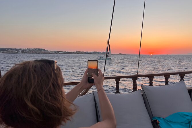 Sunset Cruise with Greek BBQ & Unlimited Aperol Spritz, Beer Wine - Watching the sunset from the return route