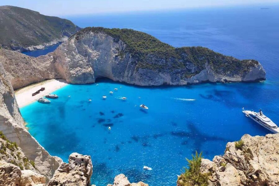 Zakynthos Small Group Tour Shipwreck & Blue Caves Land & Sea - Shipwreck Beach from the cliff and the sea